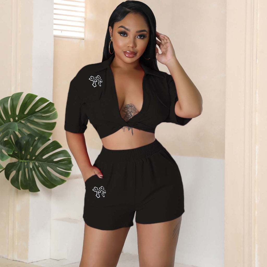Sexy Sexy Print T Shirt And Short Two Piece Set
