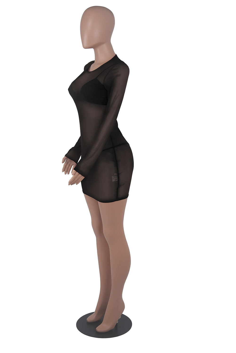Sexy Sexy Solid Mesh See Though Club Dress+Bra+Thong 3 Piece Sets