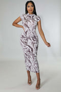 Sexy Casual Printed Short Sleeve Maxi Dress