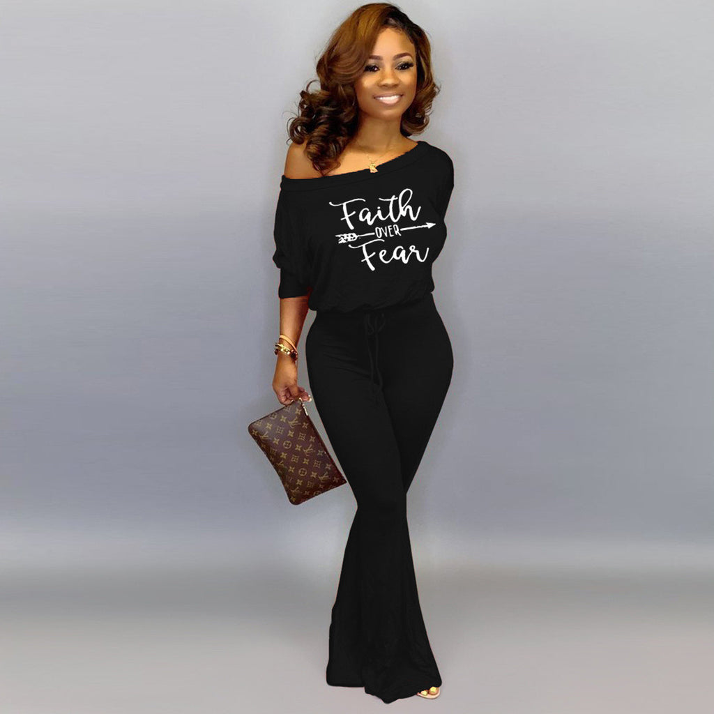 Sexy Casual Fashion Letter Print Jumpsuit