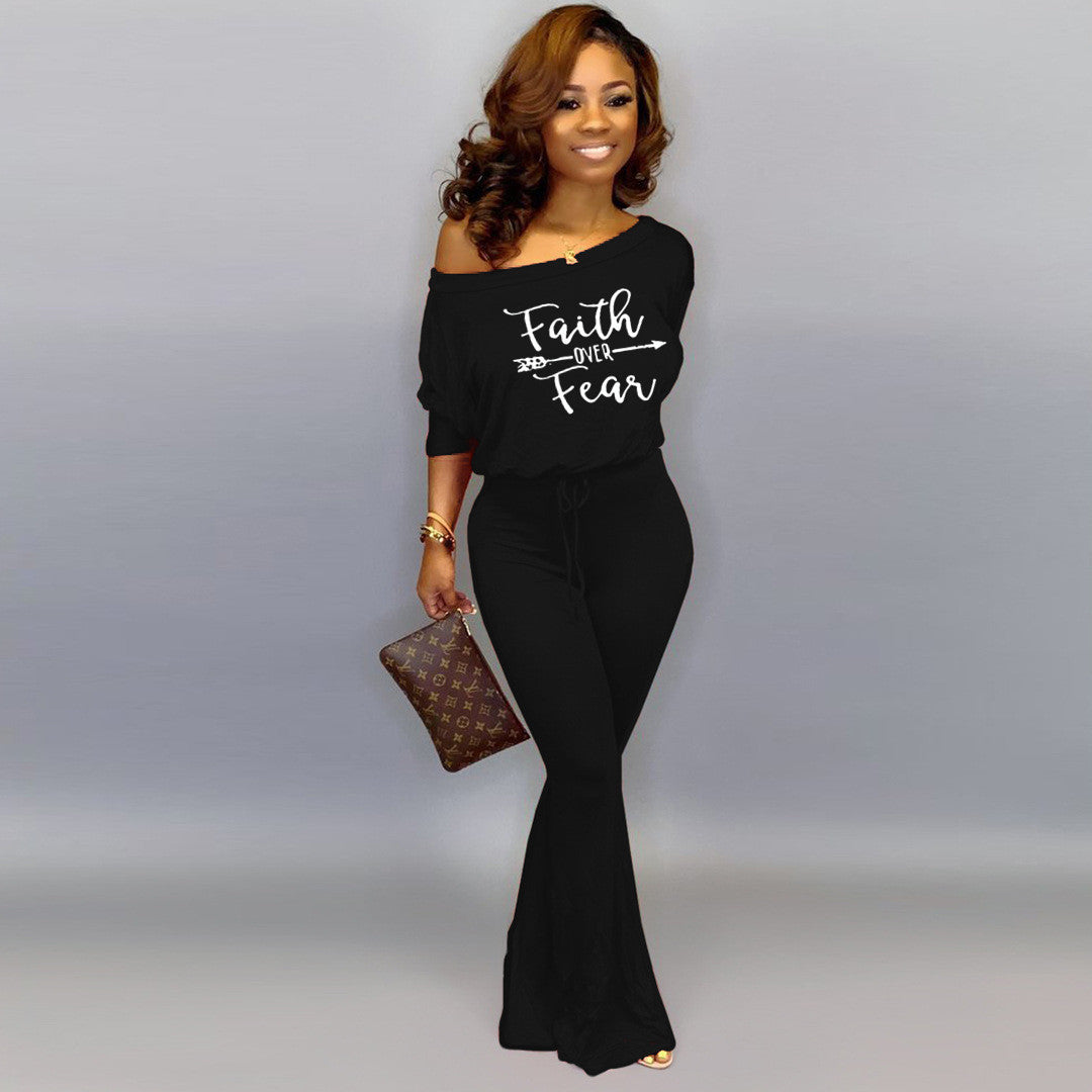 Sexy Casual Fashion Letter Print Jumpsuit