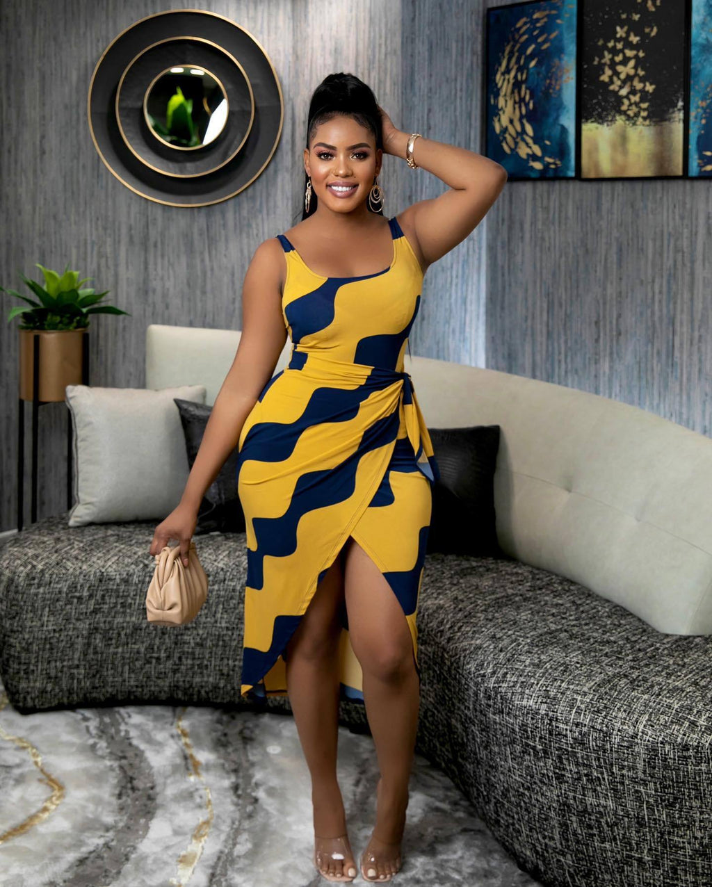 Sexy Sexy Printed Sleeveless Midi Dress