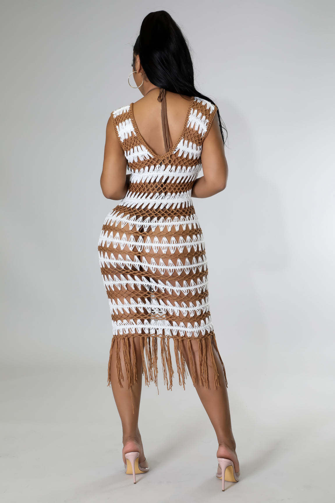 Sexy Sexy Crochet Hollow Out Sleeveless Midi Dress
