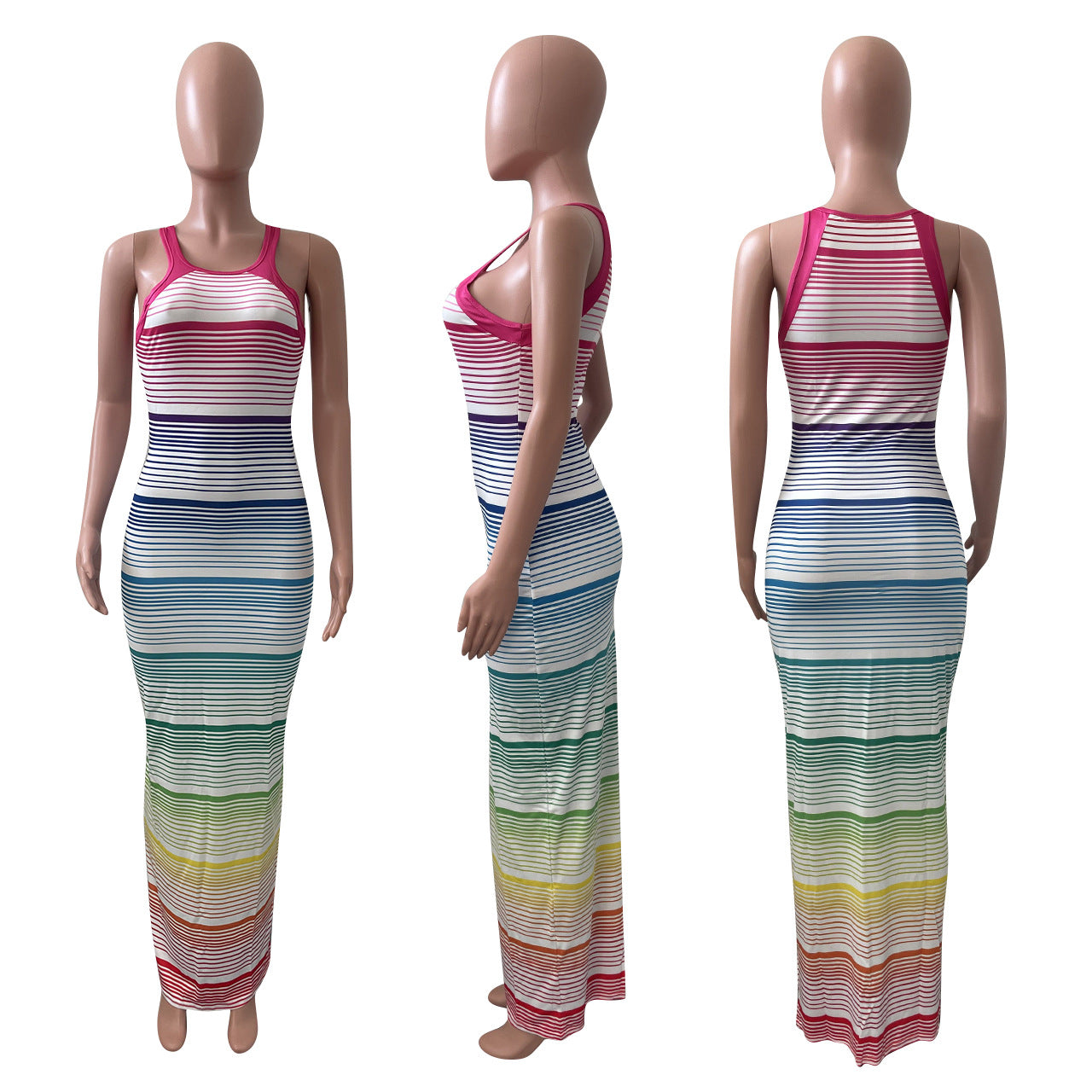 Sexy Sexy Striped Sleeveless Sling Maxi Dress
