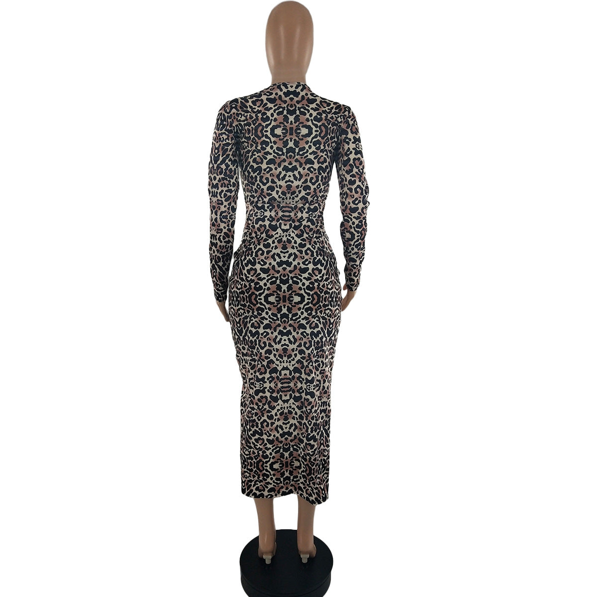 Sexy Sexy Leopard Lace-Up Full Sleeve Long Dress