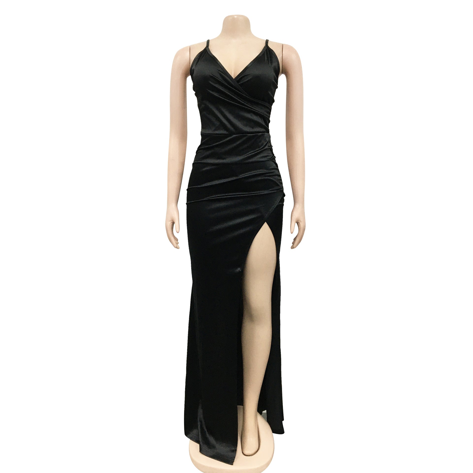 Sexy Sexy Solid Spaghetti Strap Split Maxi Evening Dress