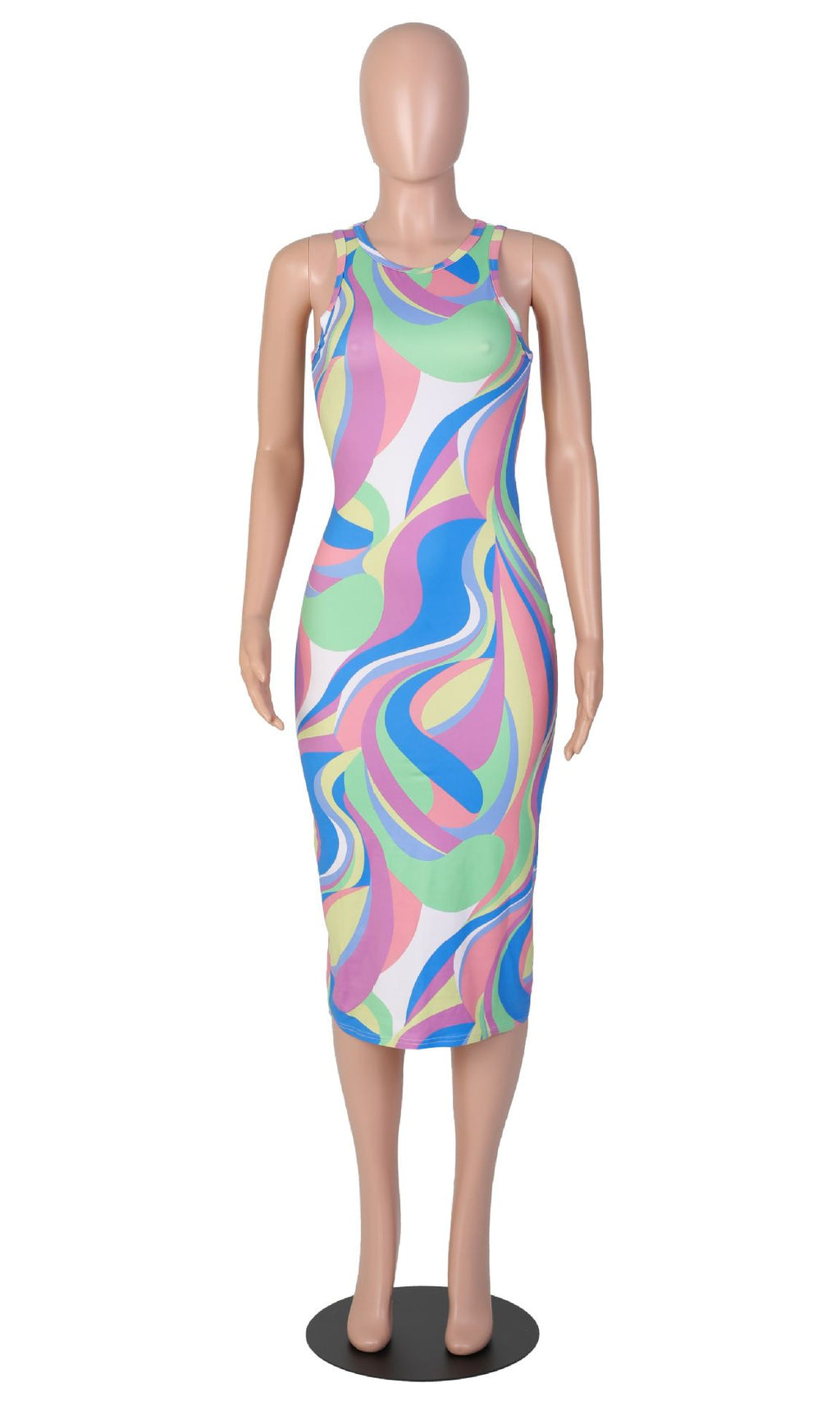 Sexy Sexy Printed Sleeveless Slim Midi Dress
