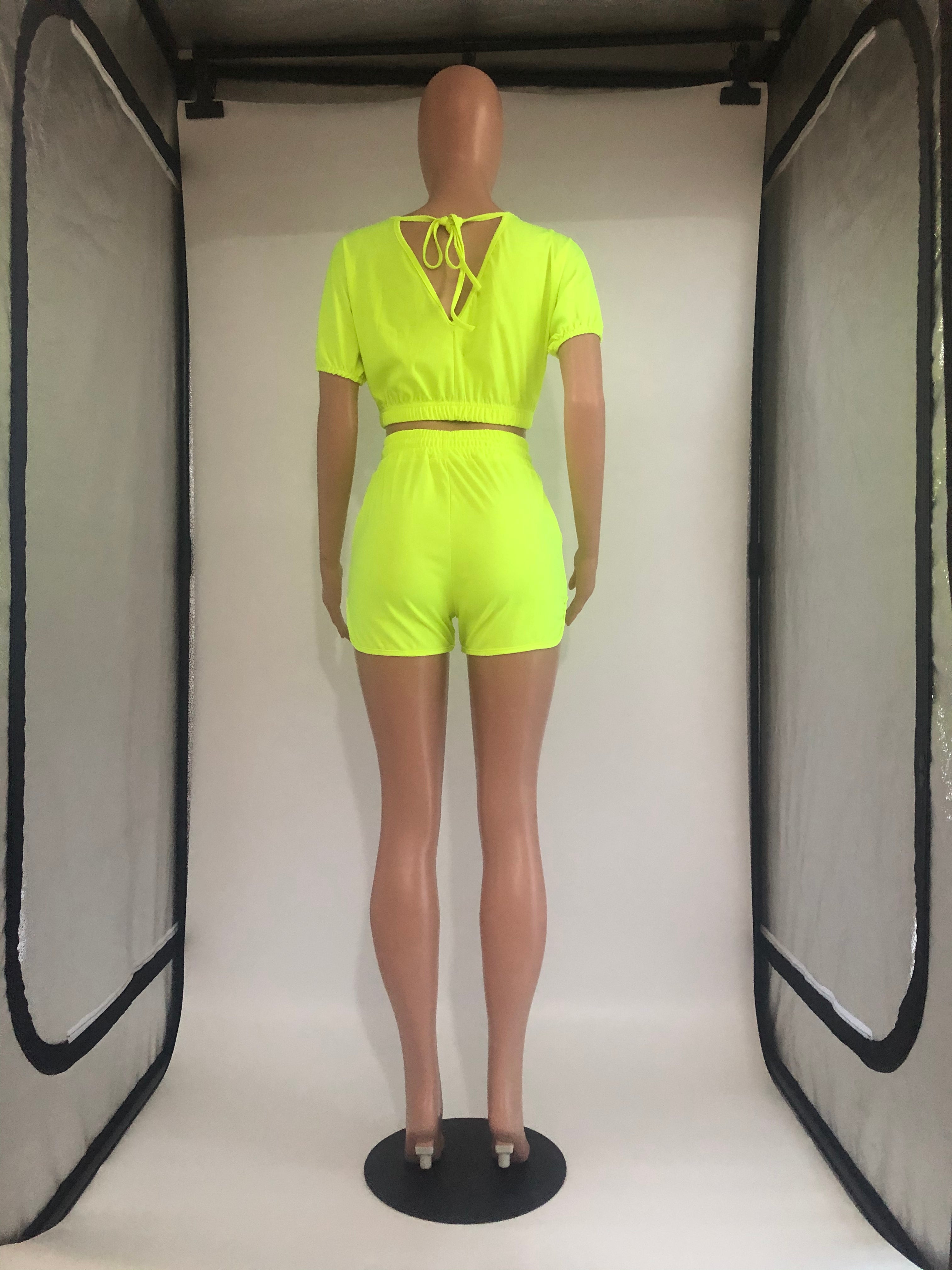 Sexy Solid Color Casual Short Sleeve Shorts  Two Piece Sets