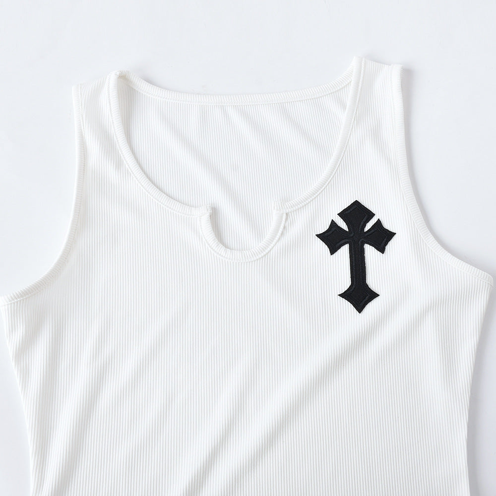 Sexy Crucifix Sleeveless Slim Mini Dress