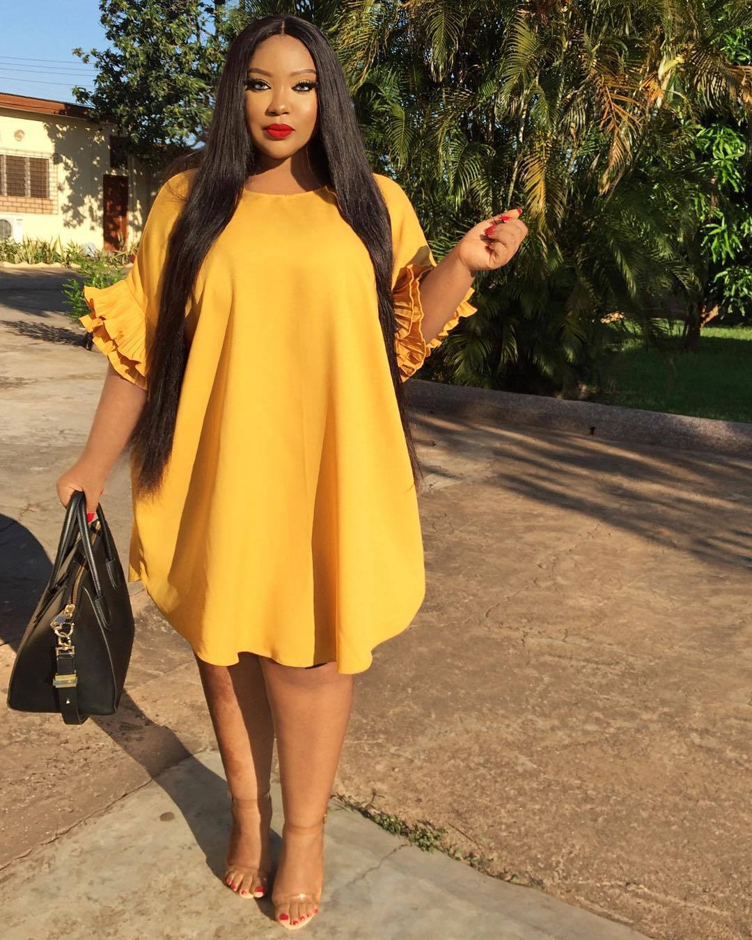 Sexy Plus Size Solid Ruffled Sleeve Loose Dress