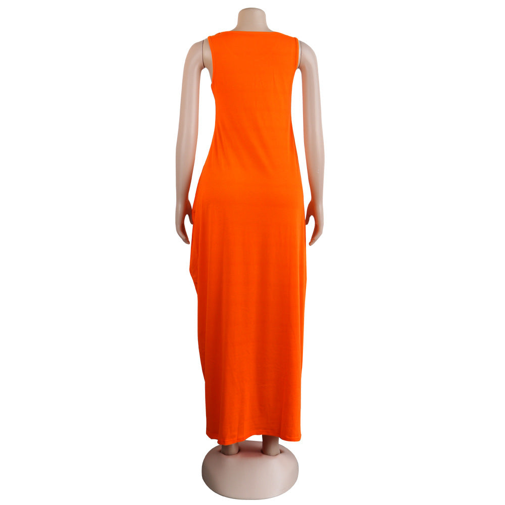 Sexy Casual Sleeveless Letter Print Loose Maxi Dress