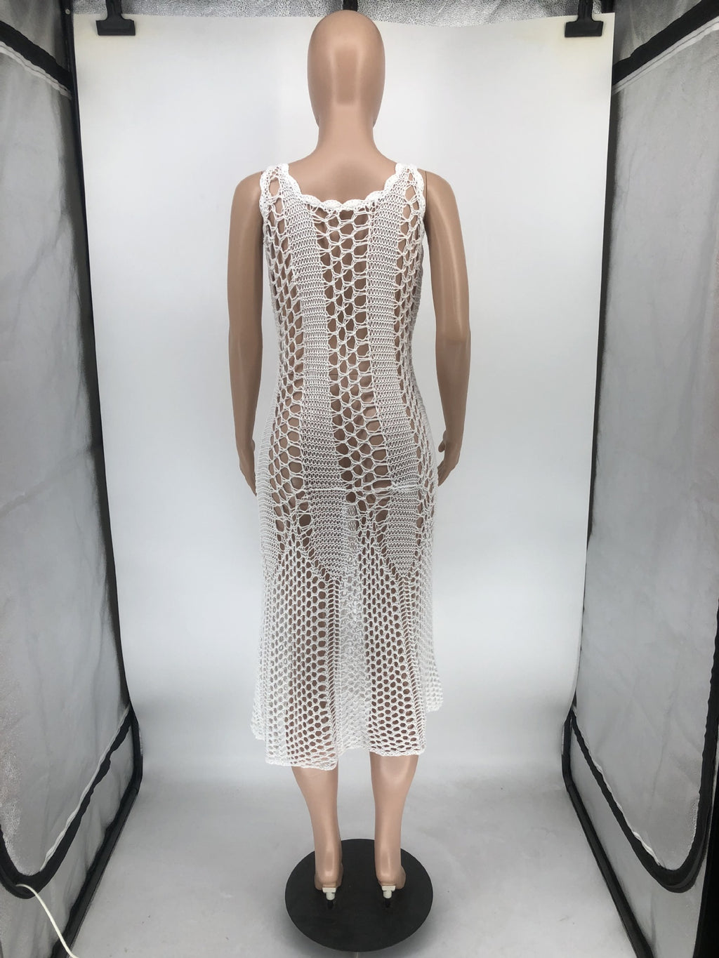 Sexy Sexy Crochet Hollow Out Sleeveless Midi Dress