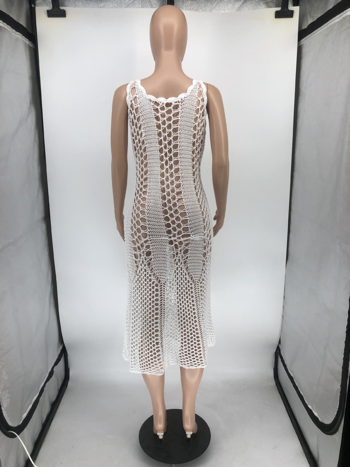 Sexy Sexy Crochet Hollow Out Sleeveless Midi Dress