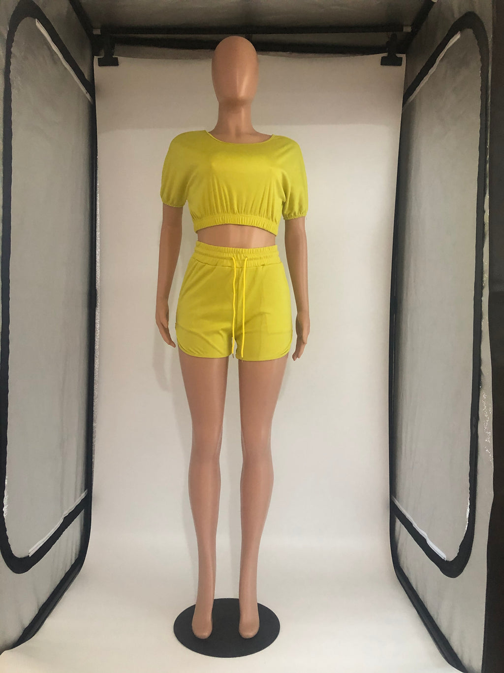 Sexy Solid Color Casual Short Sleeve Shorts  Two Piece Sets