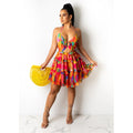 Sexy Sexy Printed Halter Backless Mini Dress