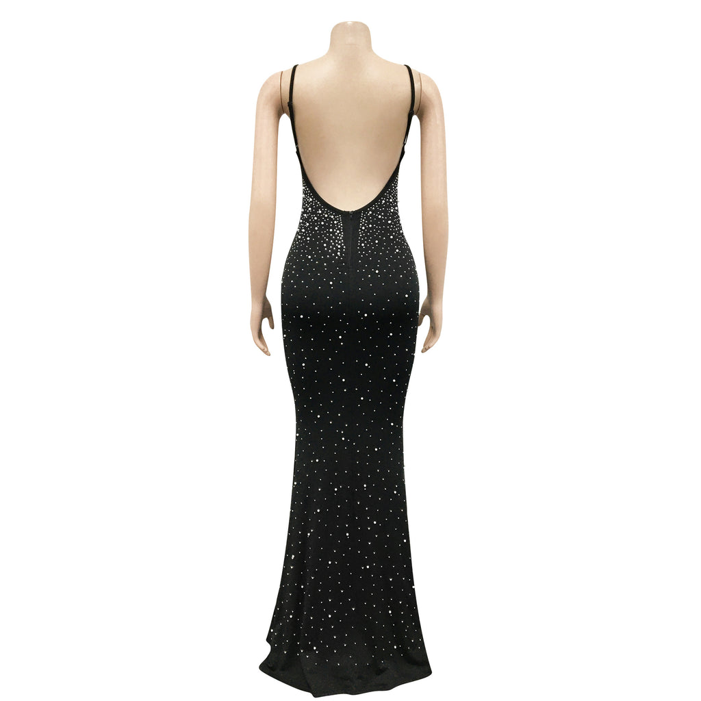 Sexy Sexy Hot Drilling Backless Sling Evening Dress