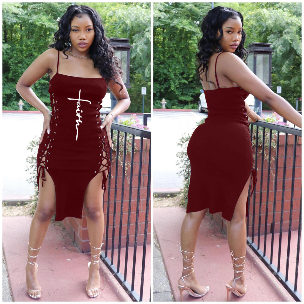 Sexy Letter Print Spaghetti Strap Bandage Dress