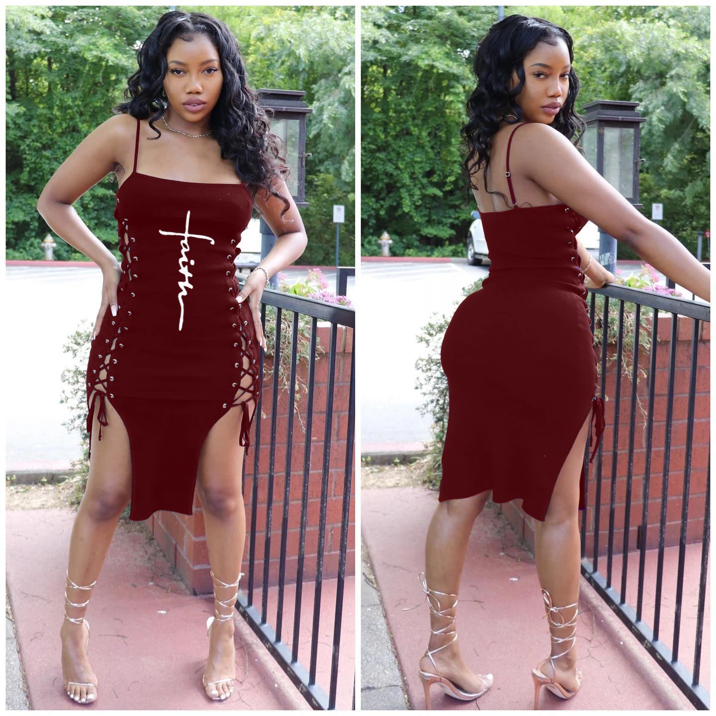 Sexy Letter Print Spaghetti Strap Bandage Dress