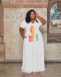 Sexy Plus Size QUEEN Letter V Neck Short Sleeve Maxi Dress