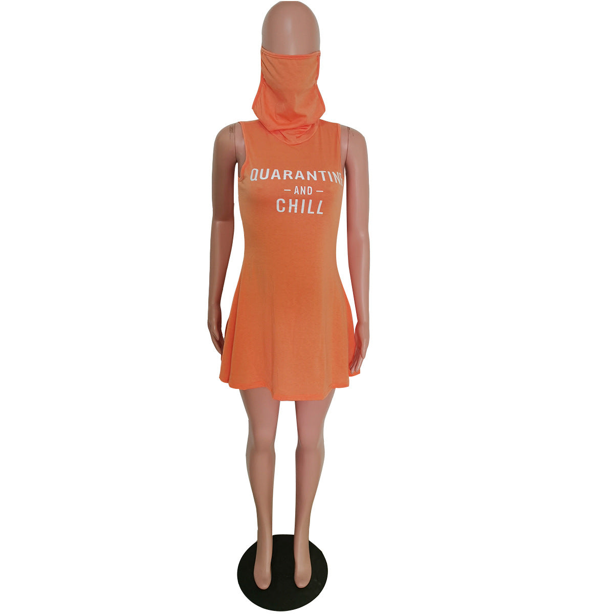 Sexy Letter Print One-Piece Mask Sleeveless Mini Dress