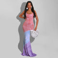 Sexy Plus Size Printed Cross Strap Backless Maxi Dress
