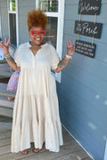 Sexy Plus Size Solid Short Sleeve Maxi Dress