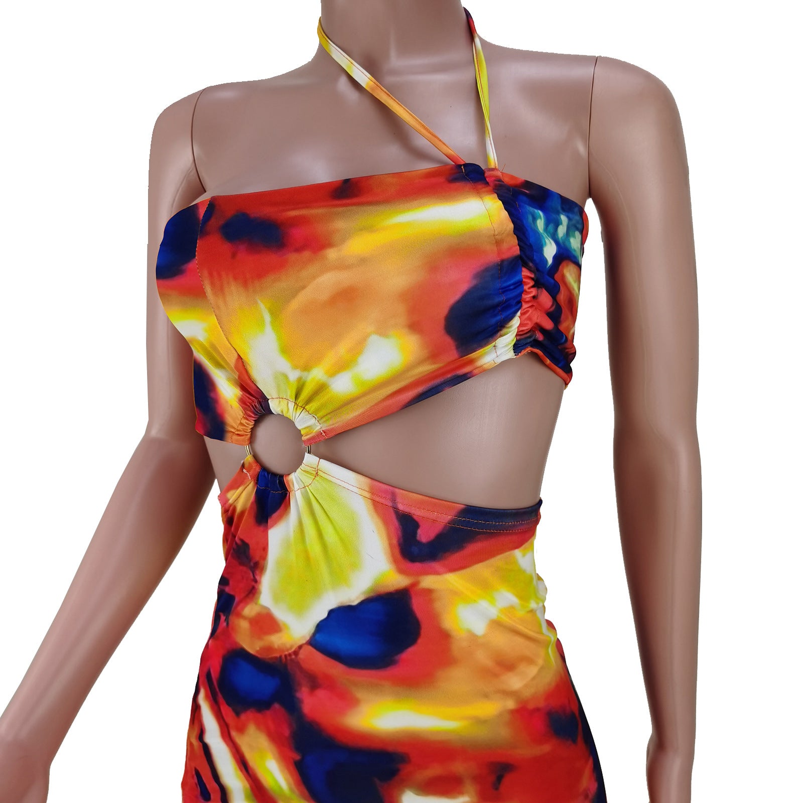 Sexy Sexy Printed Hollow Out Mini Dress