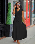 Sexy Plus Size Solid V Neck Short Sleeve Maxi Dress
