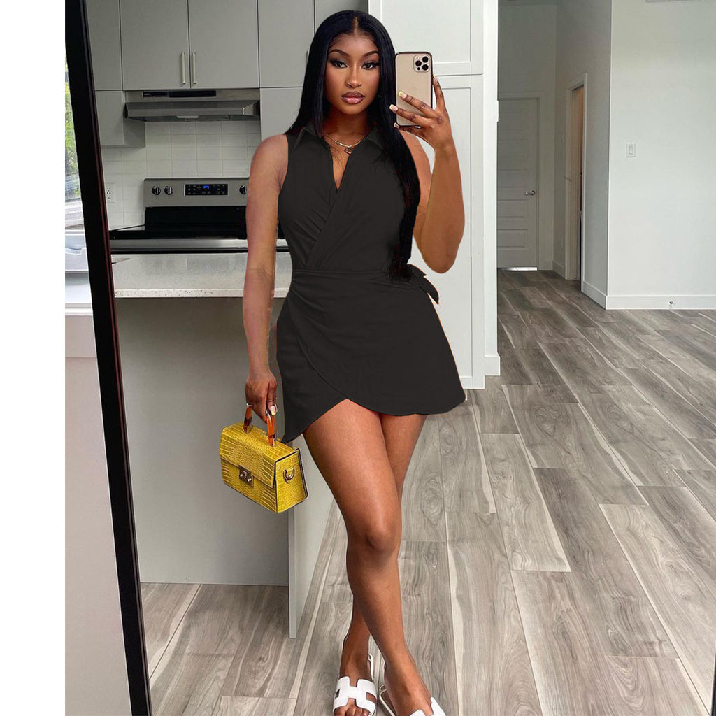 Sexy Solid Sleeveless Mini Dress