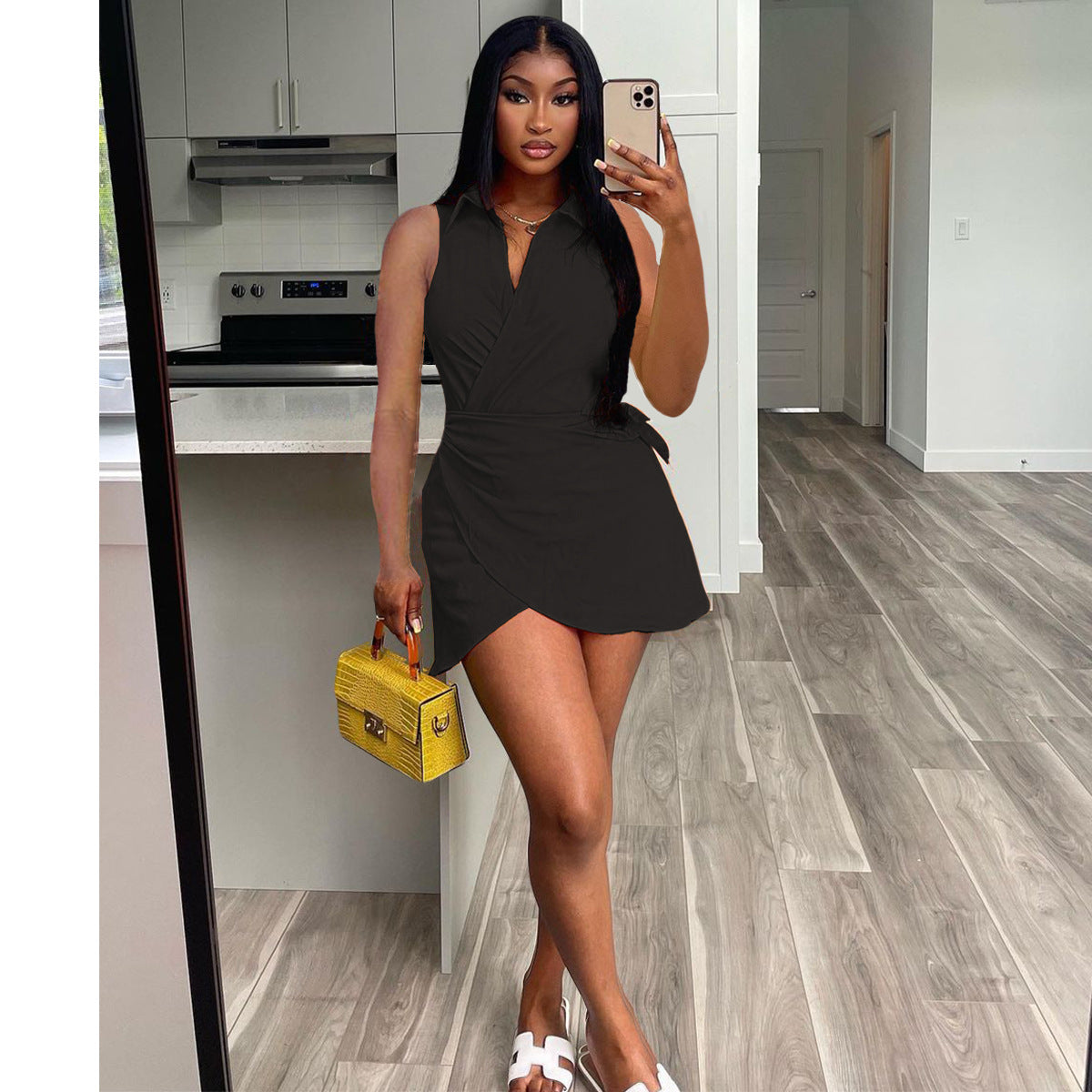 Sexy Solid Sleeveless Mini Dress