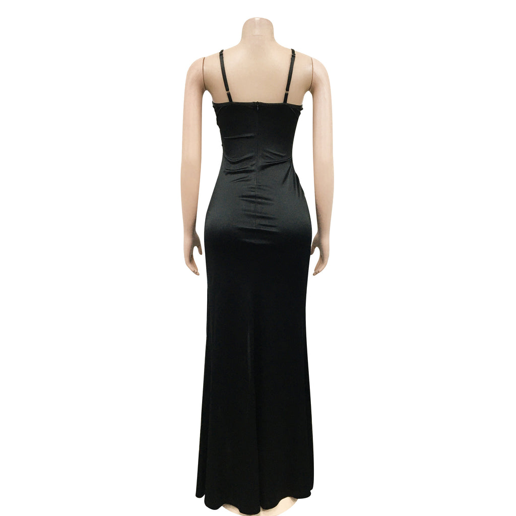 Sexy Sexy Solid Spaghetti Strap Split Maxi Evening Dress