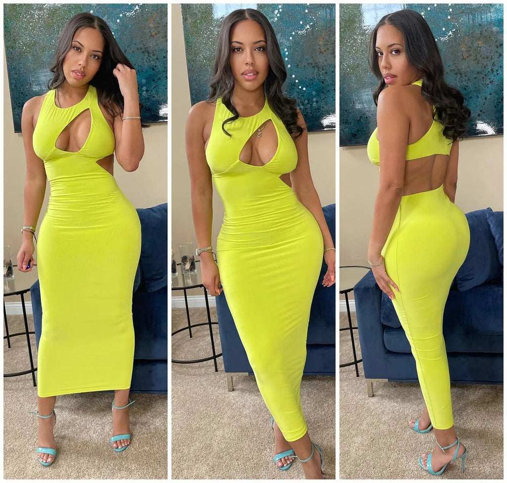 Sexy Solid Sleeveless Hollow Out Maxi Dress