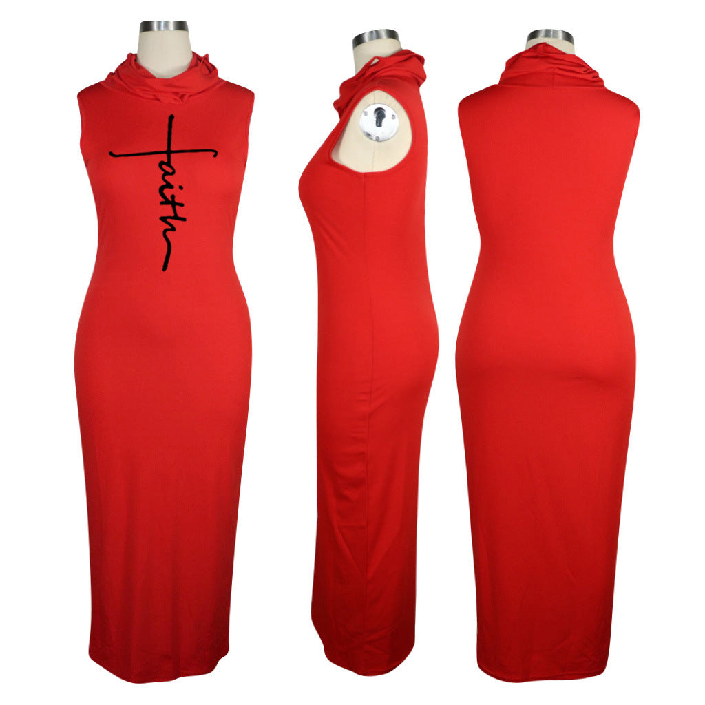Sexy Letter Printed Sleeveless Maxi Dress