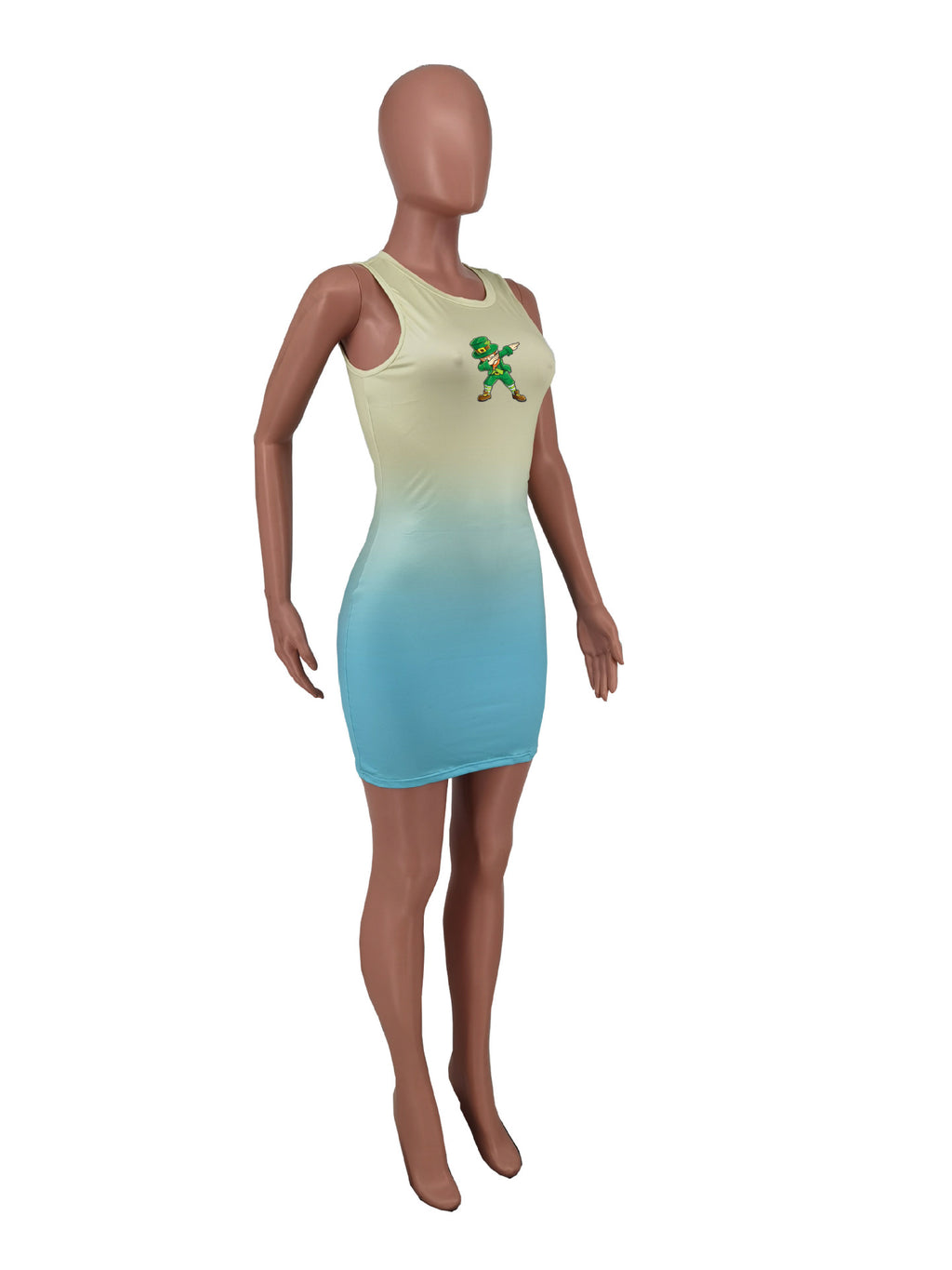 Sexy Gradient Sleevless Slim Mini Dress
