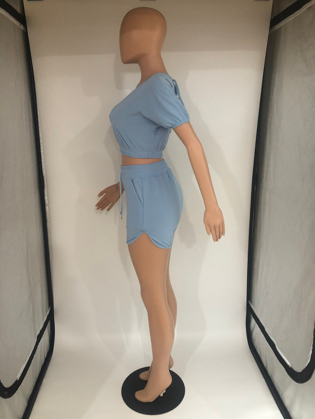 Sexy Solid Color Casual Short Sleeve Shorts  Two Piece Sets