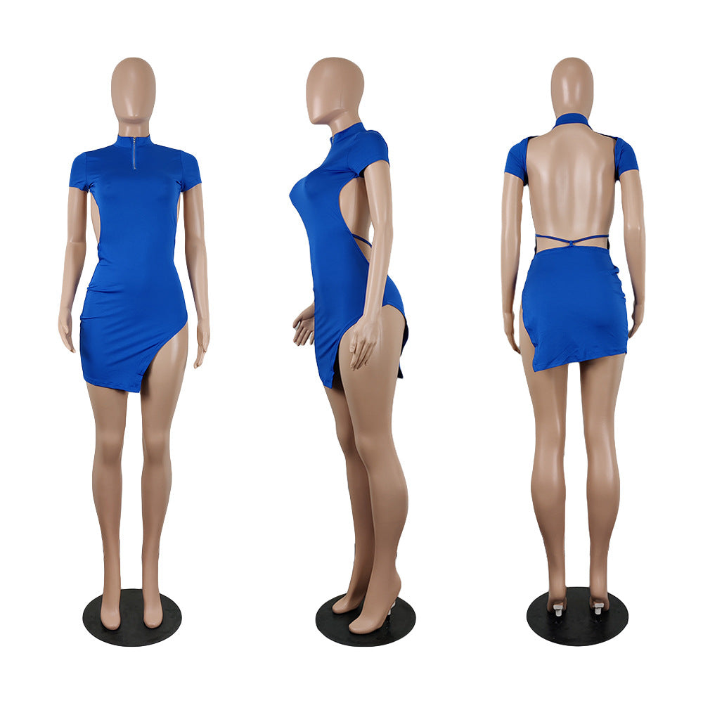 Sexy Sexy Backless Short Sleeve Club Dress