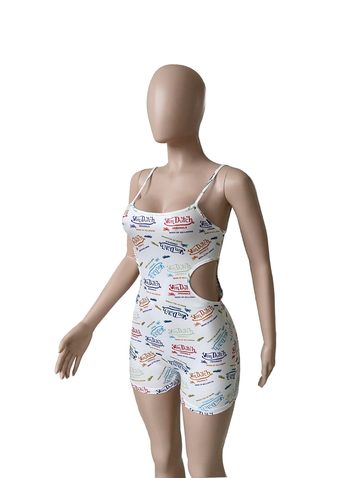 Sexy Fashion Casual Letter Print Hollow Rompers