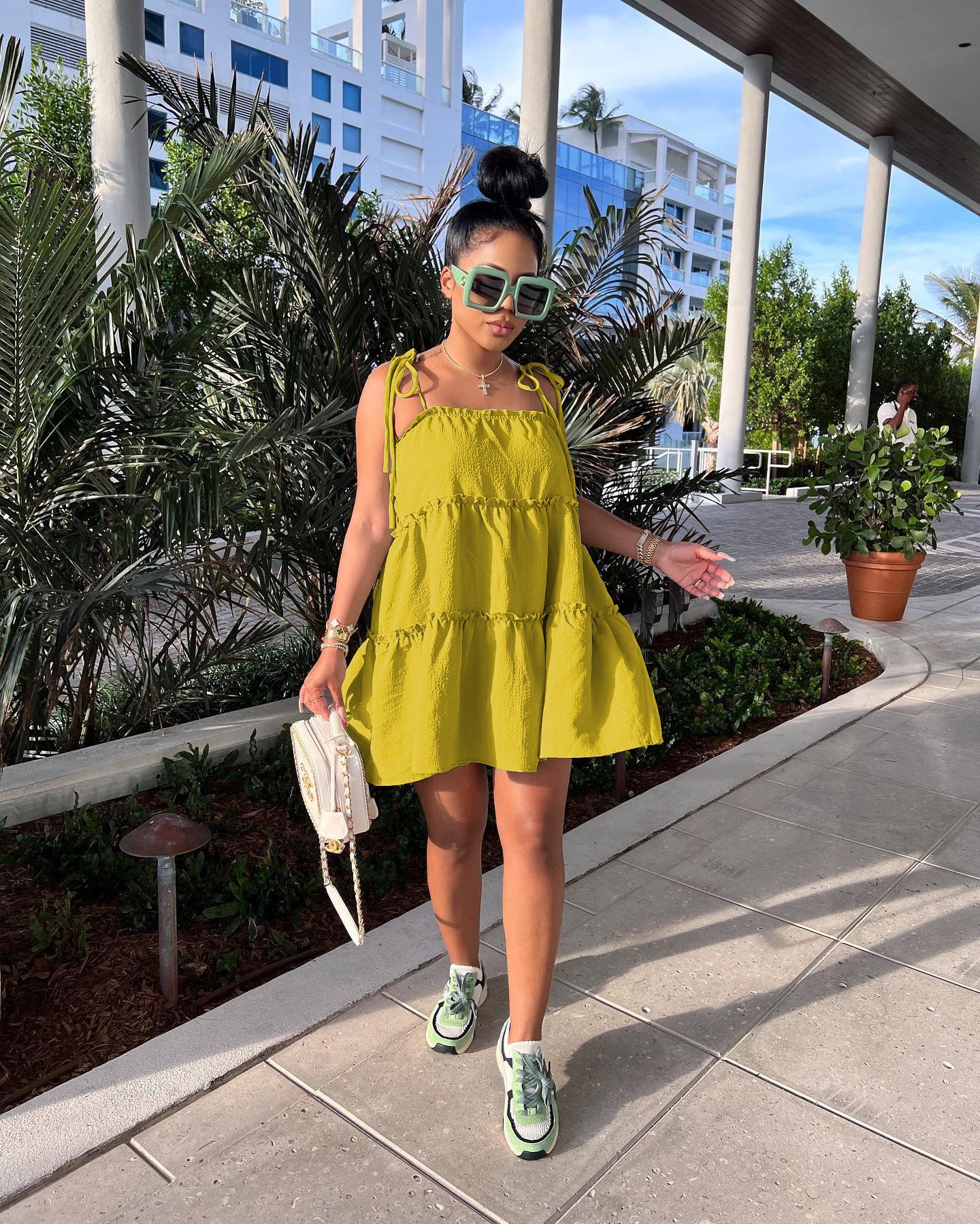 Sexy Solid Sleeveless Strap Mini Dress
