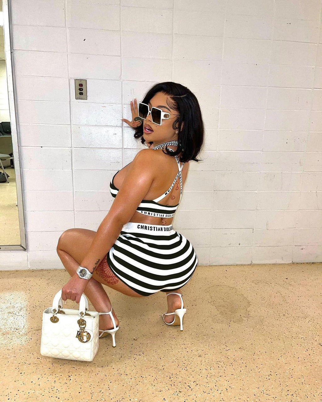 Sexy Sexy Striped Two Piece Shorts Set